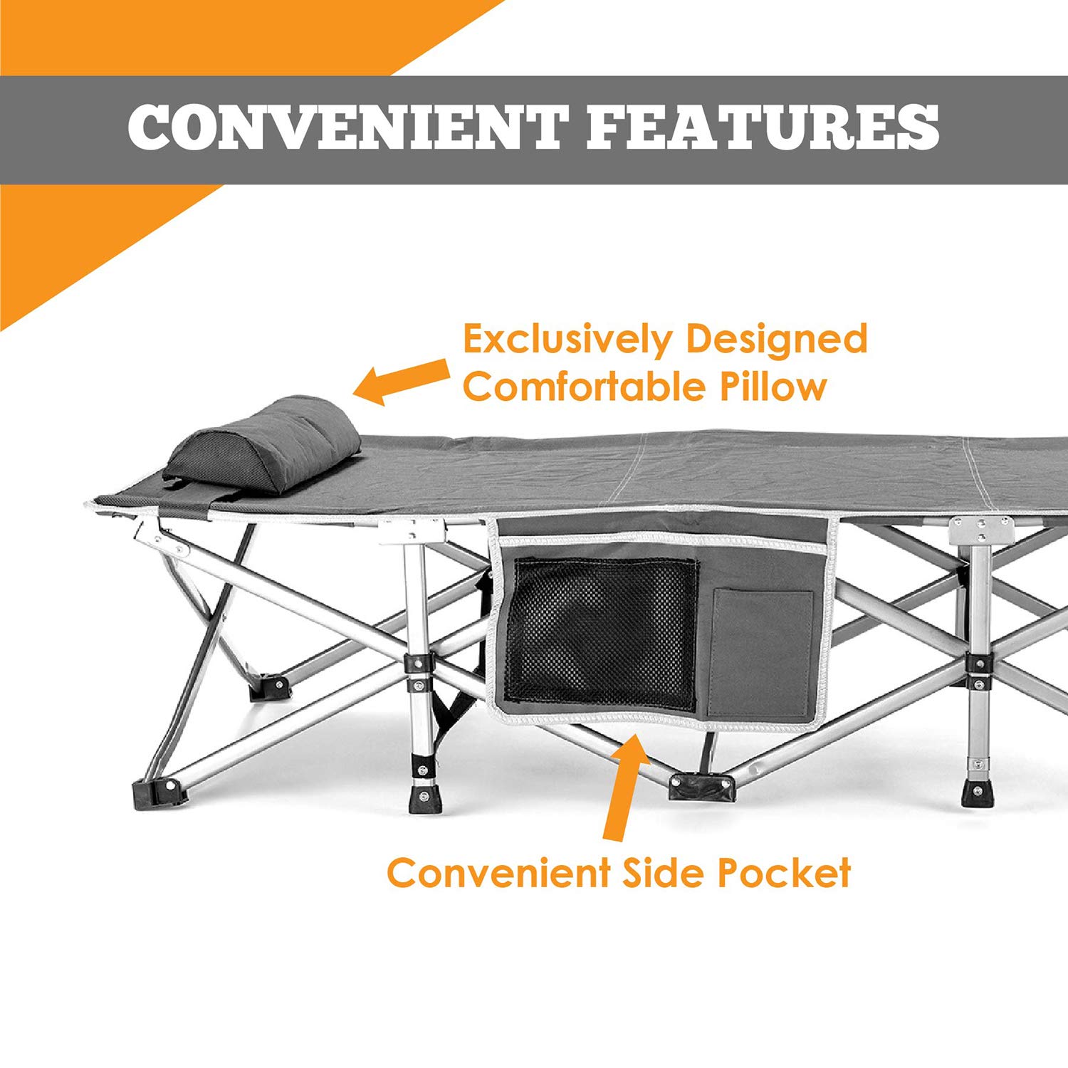 Alpcour Folding Camping Cot – Extra Strong – Alpcour