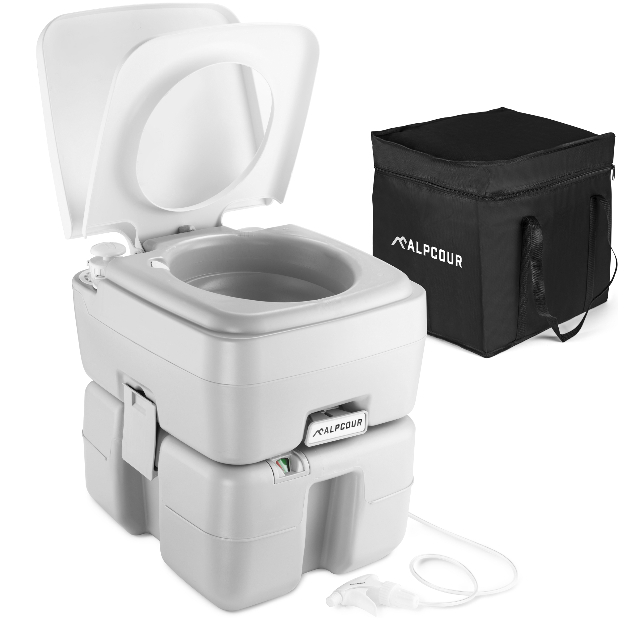 Toilettes de camping portables 7 l Gris Hauteur d'assise 33 cm Avec papier  toilette Camp4 All Soft & chimie WC