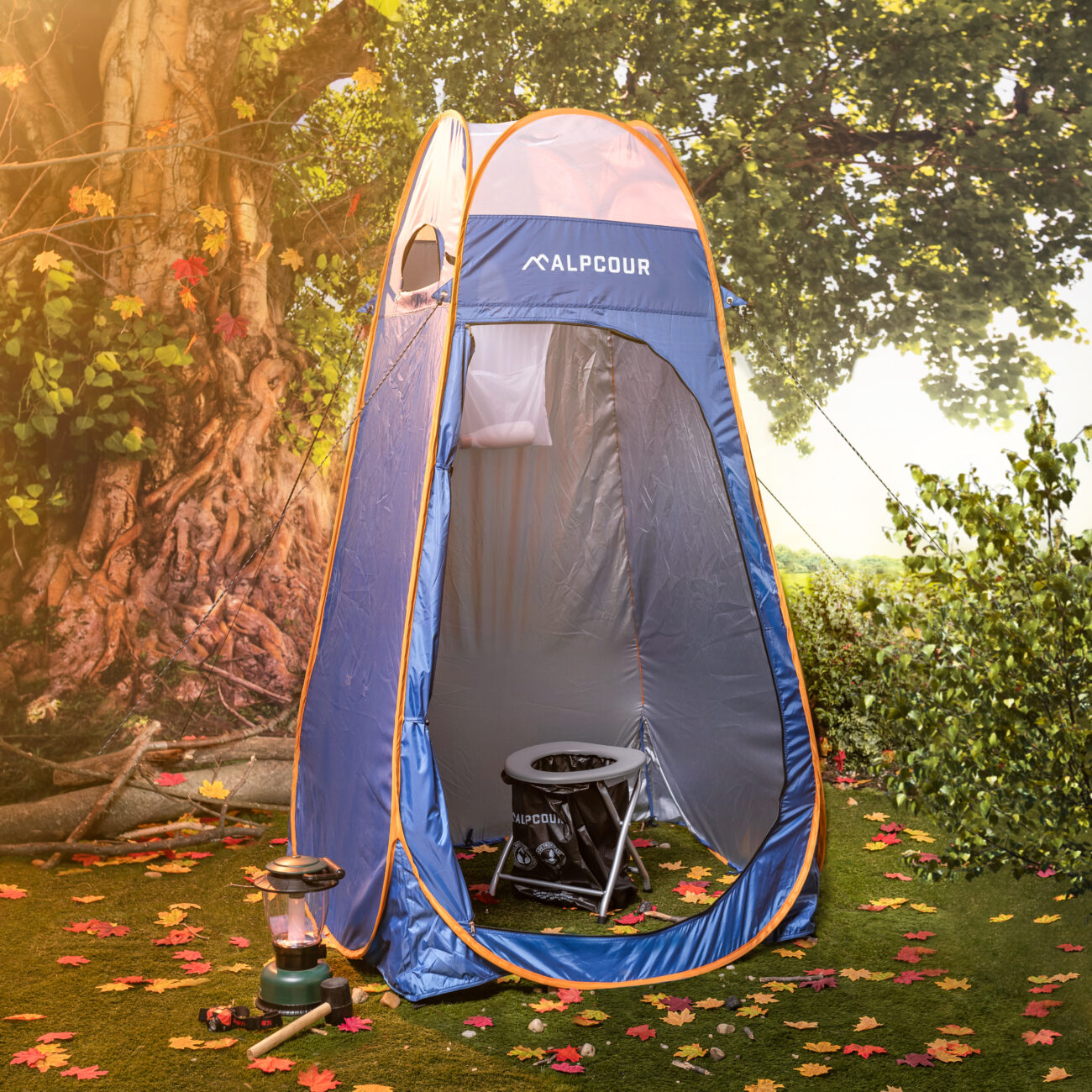 Portable Camping Toilet Seat with Trash Bag Hooks Alpcour