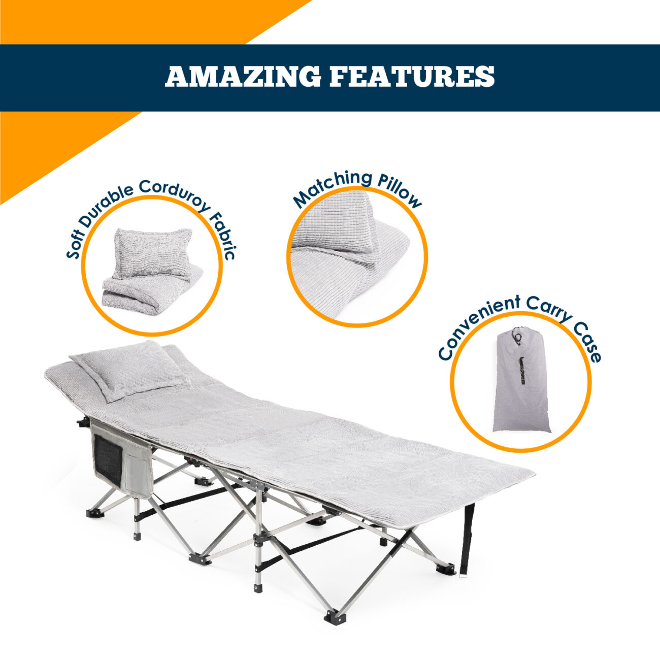 Mattress Pad and Pillow for Camping Cots Alpcour